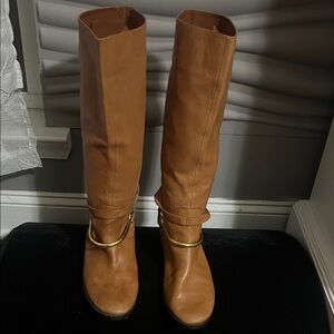 Ralph Lauren Tan Leather Heeled Boots